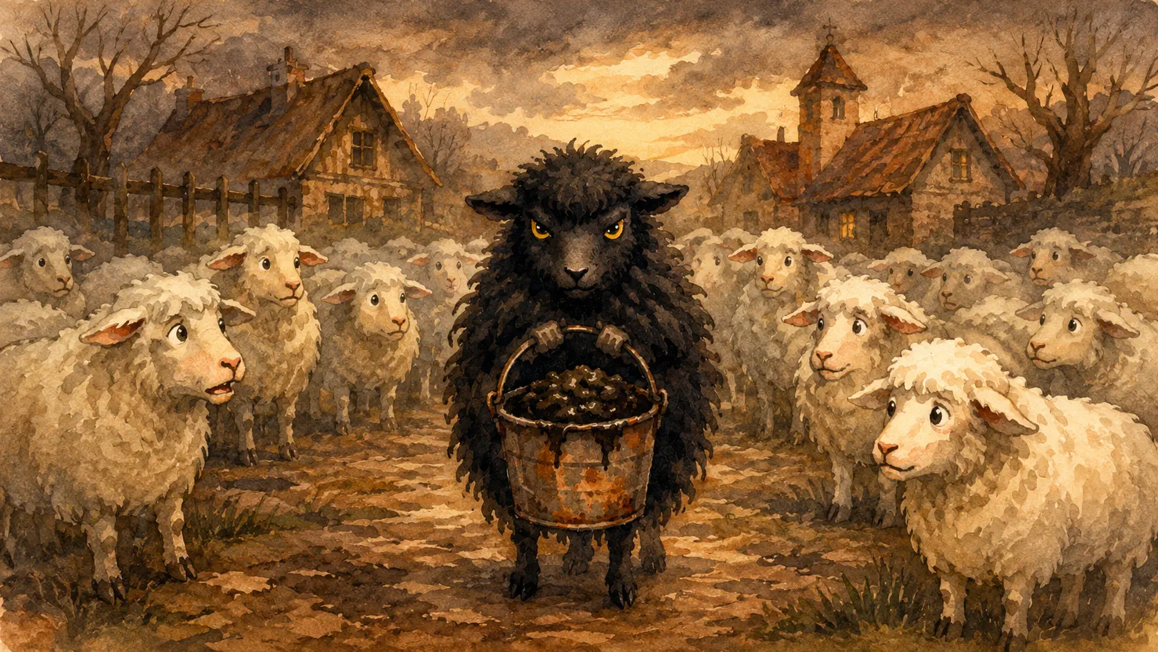 Das schwarze Schaf mit dem Kübel